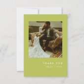 Carte De Remerciements Minimalistic Wedding Photo Lime Green (Devant)