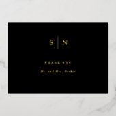 Carte de remerciements minime et chic à huile d'or (Recto)