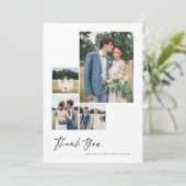 Carte De Remerciements Minimum 4 photo Collage blanc Mariage de script de (Debout devant)