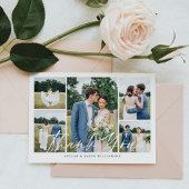 Carte De Remerciements Minimum 5 photo Collage blanc Mariage de script de