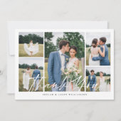 Carte De Remerciements Minimum 5 photo Collage blanc Mariage de script de (Devant)