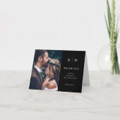 Carte De Remerciements Minimum et chic | Black Photo Wedding (Devant)