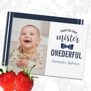 Carte De Remerciements Mister Onederful Bow Cravate 1er anniversaire