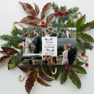 Carte De Remerciements Mistletoe Joyeux Marié Photo Collage Noël