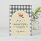 Carte De Remerciements MoCountry Rustic Gray Gingham Baby Shower (Debout devant)
