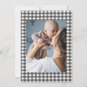 Carte De Remerciements MoCountry Rustic Gray Gingham Baby Shower (Dos)