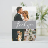 Carte De Remerciements Mod Grey Simple mariage 3 photos collage (Debout devant)