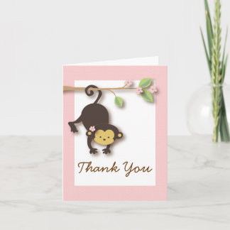 Carte De Remerciements Mod Monkey Baby Girl Pink Thank