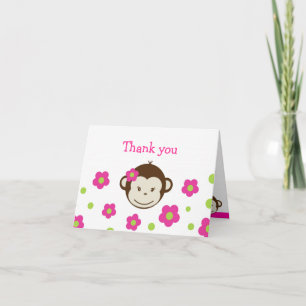 Carte De Remerciements Mod Monkey Girl Folded Thank you note cards