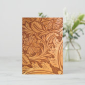 Carte De Remerciements Mode cowboy marron rustique cuir western (Debout devant)