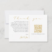 Carte De Remerciements Mode mariage photo et souvenirs or code QR (Devant)