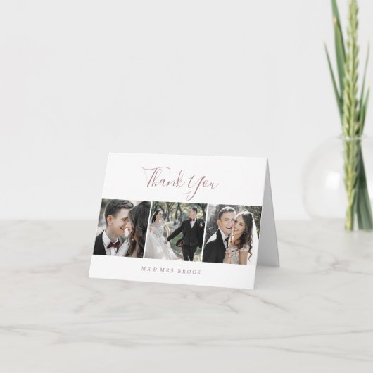 Carte de remerciements Modèle photo Rose Gold 3 mi (Devant)