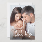 Carte De Remerciements Moden handlettered Custom family photo baby Shower (Devant)