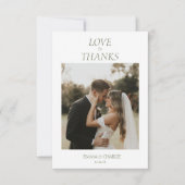 Carte De Remerciements Modern 2 Photo Love & Thanks Script Wedding (Devant)