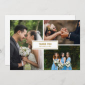 Carte De Remerciements Modern 3 Photo Collage Mariage (Devant / Derrière)