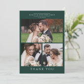 Carte De Remerciements Modern 3 Photos Hand-Lettered Wedding (Debout devant)