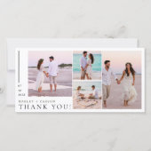 Carte De Remerciements Modern 4 Photo Collage Minimalist Wedding (Devant)