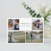 Carte De Remerciements Modern 5 Photo Collage Mariage (Debout devant)