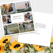 Carte De Remerciements Modern 6 Photo Collage Carré Mariage