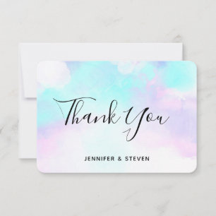 Carte De Remerciements Modern Abstract Blue & Purple Watercolor