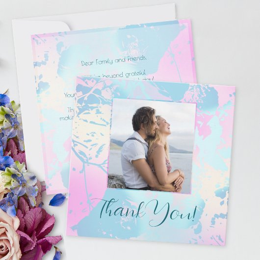 Carte De Remerciements Modern Abstract Pastel Wedding