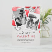 Carte De Remerciements Modern Be my Valentine Photo Holiday Card (Debout devant)