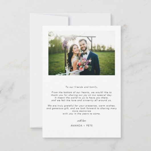 Carte De Remerciements Modern Beyond Grateful Script 2 Mariage photo (Dos)