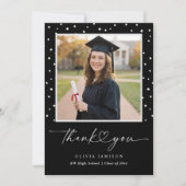 Carte De Remerciements Modern Black and White Handwriting Graduation (Devant)