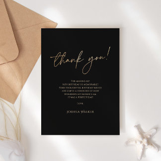 Carte De Remerciements Modern Black Gold 16th Birthday Thank You Card 