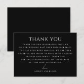 Carte De Remerciements Modern Black Wedding | Elegant Formal Typography (Devant / Derrière)