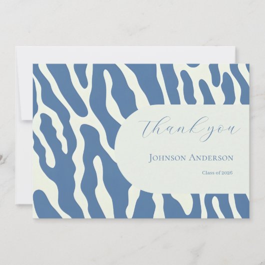 Carte De Remerciements Modern blue and cream abstract Pattern graduation (Devant)