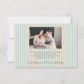 Carte De Remerciements Modern Blue Stripes Two Photo Baby Shower Message (Dos)