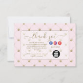 Carte De Remerciements Modern Blush Crown Design (Devant)