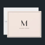 Carte De Remerciements Modern Blush Minimalist monogram flat<br><div class="desc">Simple and Modern very pale blush and black monogrammed thank you card.</div>