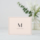 Carte De Remerciements Modern Blush Minimalist monogram flat (Debout devant)