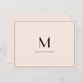 Carte De Remerciements Modern Blush Minimalist monogram flat (Devant / Derrière)