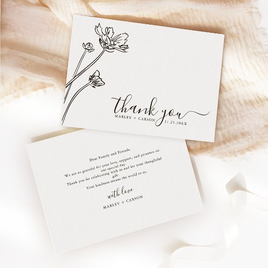 Carte De Remerciements Modern Boho Wildflower Periwinkle Wedding