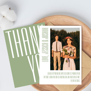 Carte De Remerciements Modern Bold Thankyou Typographie Sage Green Photo