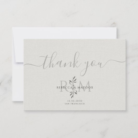 Carte De Remerciements Modern Botanical Wedding Monogram (Devant)