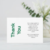 Carte De Remerciements Modern Bottle Green Traditional Sympathy Funeral (Debout devant)
