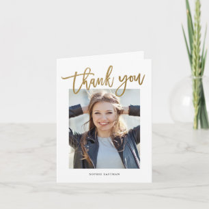 Carte De Remerciements Modern Calligraphy Gold Photo