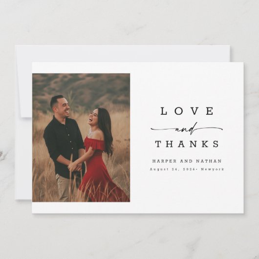 Carte De Remerciements Modern Calligraphy Lettering Wedding Photo (Devant)