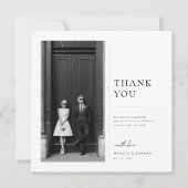 Carte De Remerciements Modern Classic Black and White Wedding Photo (Devant)