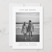 Carte De Remerciements Modern Classic Wedding Photo (Devant)