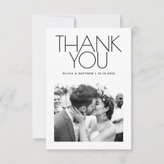 Carte De Remerciements Modern Clean Wedding | Minimalist Elegant Photo (Devant)