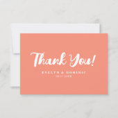 Carte De Remerciements Modern Coral Pink Elegant Script Wedding (Devant)