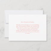 Carte De Remerciements Modern Coral Pink Elegant Script Wedding (Dos)