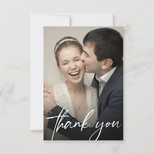 Carte De Remerciements Modern Custom 2 Wedding Photos Chic (Devant)