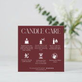 Carte De Remerciements Modern Dark Red Candle Care Card (Debout devant)