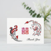 Carte De Remerciements Modern Dragon-Phoenix Double-Xi Wedding Photo (Debout devant)